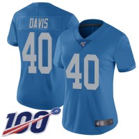 Nike Detroit Lions #40 Jarrad Davis Blue Throwback Women's Stitched NFL 100th Season Vapor Limited Jersey