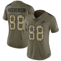 Nike Detroit Lions #88 T.J. Hockenson Olive/Camo Women's Stitched NFL Limited 2017 Salute to Service Jersey