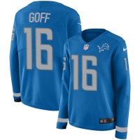 Detroit Detroit Lions #16 Jared Goff Blue Team Color Women's Stitched NFL Limited Therma Long Sleeve Jersey