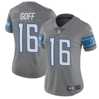 Detroit Detroit Lions #16 Jared Goff Gray Women's Stitched NFL Limited Rush Jersey