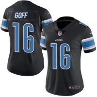 Detroit Detroit Lions #16 Jared Goff Black Women's Stitched NFL Limited Rush Jersey