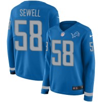Detroit Detroit Lions #58 Penei Sewell Blue Team Color Women's Stitched NFL Limited Therma Long Sleeve Jersey