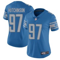 Nike Detroit Lions #97 Aidan Hutchinson Blue Team Color Women's Stitched NFL Vapor Untouchable Limited Jersey