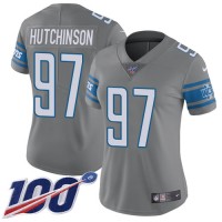 Nike Detroit Lions #97 Aidan Hutchinson Gray Women's Stitched NFL Limited Rush 100th Season Jersey