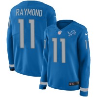 Nike Detroit Lions #11 Kalif Raymond Blue Team Color Women's Stitched NFL Limited Therma Long Sleeve Jersey