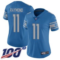 Nike Detroit Lions #11 Kalif Raymond Blue Team Color Women's Stitched NFL 100th Season Vapor Untouchable Limited Jersey