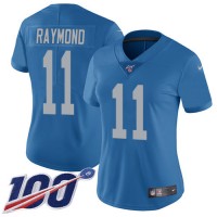 Nike Detroit Lions #11 Kalif Raymond Blue Throwback Women's Stitched NFL 100th Season Vapor Untouchable Limited Jersey