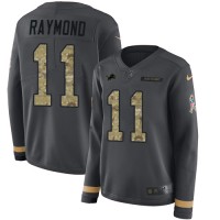 Nike Detroit Lions #11 Kalif Raymond Anthracite Salute to Service Women's Stitched NFL Limited Therma Long Sleeve Jersey