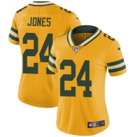 Nike Green Bay Packers #24 Josh Jones Yellow Women's Stitched NFL Limited Rush Jersey