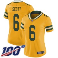 Nike Green Bay Packers #6 JK Scott Gold Women's Stitched NFL Limited Inverted Legend 100th Season Jersey