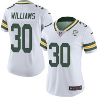 Nike Green Bay Packers #30 Jamaal Williams White Women's 100th Season Stitched NFL Vapor Untouchable Limited Jersey
