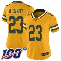 Nike Green Bay Packers #23 Jaire Alexander Gold Women's Stitched NFL Limited Inverted Legend 100th Season Jersey