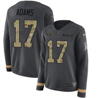 Nike Green Bay Packers #17 Davante Adams Anthracite Salute to Service Women's Stitched NFL Limited Therma Long Sleeve Jersey
