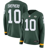 Nike Green Bay Packers #10 Darrius Shepherd Green Team Color Women's Stitched NFL Limited Therma Long Sleeve Jersey