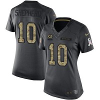 Nike Green Bay Packers #10 Darrius Shepherd Black Women's Stitched NFL Limited 2016 Salute to Service Jersey