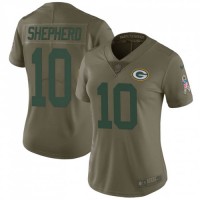 Nike Green Bay Packers #10 Darrius Shepherd Olive Women's Stitched NFL Limited 2017 Salute To Service Jersey