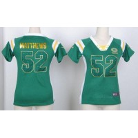 Nike Green Bay Packers #52 Clay Matthews Green Women's Stitched NFL Elite Draft Him Shimmer Jersey