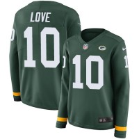 Nike Green Bay Packers #10 Jordan Love Green Team Color Women's Stitched NFL Limited Therma Long Sleeve Jersey