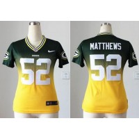 Nike Green Bay Packers #52 Clay Matthews Green/Gold Women's Stitched NFL Elite Fadeaway Fashion Jersey