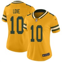 Nike Green Bay Packers #10 Jordan Love Gold Women's Stitched NFL Limited Inverted Legend Jersey
