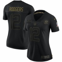 Green Bay Green Bay Packers #12 Aaron Rodgers Nike Women's 2020 Salute To Service Limited Jersey Black