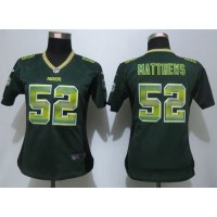 Nike Green Bay Packers #52 Clay Matthews Green Team Color Women's Stitched NFL Elite Strobe Jersey