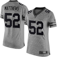 Nike Green Bay Packers #52 Clay Matthews Gray Women's Stitched NFL Limited Gridiron Gray Jersey