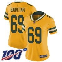 Nike Green Bay Packers #69 David Bakhtiari Gold Women's Stitched NFL Limited Inverted Legend 100th Season Jersey