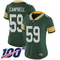 Nike Green Bay Packers #59 De'Vondre Campbell Green Team Color Women's Stitched NFL 100th Season Vapor Untouchable Limited Jersey
