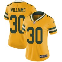 Nike Green Bay Packers #30 Jamaal Williams Yellow Women's Stitched NFL Limited Rush Jersey