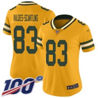 Nike Green Bay Packers #83 Marquez Valdes-Scantling Gold Women's Stitched NFL Limited Inverted Legend 100th Season Jersey