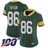 Nike Green Bay Packers #86 Malik Taylor Green Team Color Women's Stitched NFL 100th Season Vapor Untouchable Limited Jersey