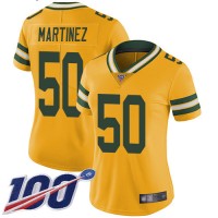 Nike Green Bay Packers #50 Blake Martinez Yellow Women's Stitched NFL Limited Rush 100th Season Jersey