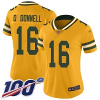 Nike Green Bay Packers #16 Pat O'Donnell Gold Women's Stitched NFL Limited Inverted Legend 100th Season Jersey