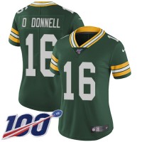 Nike Green Bay Packers #16 Pat O'Donnell Green Team Color Women's Stitched NFL 100th Season Vapor Untouchable Limited Jersey