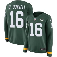 Nike Green Bay Packers #16 Pat O'Donnell Green Team Color Women's Stitched NFL Limited Therma Long Sleeve Jersey