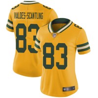 Nike Green Bay Packers #83 Marquez Valdes-Scantling Yellow Women's Stitched NFL Limited Rush Jersey