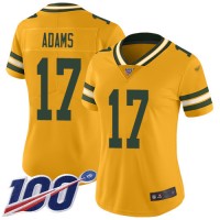 Nike Green Bay Packers #17 Davante Adams Gold Women's Stitched NFL Limited Inverted Legend 100th Season Jersey