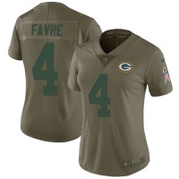 Nike Green Bay Packers #4 Brett Favre Olive Women's Stitched NFL Limited 2017 Salute to Service Jersey