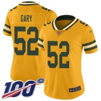 Nike Green Bay Packers #52 Rashan Gary Gold Women's Stitched NFL Limited Inverted Legend 100th Season Jersey