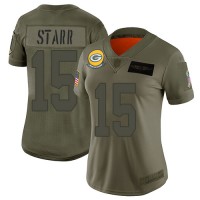 Nike Green Bay Packers #15 Bart Starr Camo Women's Stitched NFL Limited 2019 Salute to Service Jersey