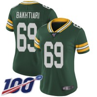 Nike Green Bay Packers #69 David Bakhtiari Green Team Color Women's Stitched NFL 100th Season Vapor Limited Jersey