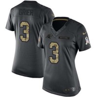 Nike Carolina Panthers #3 Will Grier Black Women's Stitched NFL Limited 2016 Salute to Service Jersey