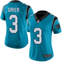 Nike Carolina Panthers #3 Will Grier Blue Women's Stitched NFL Limited Rush Jersey