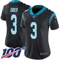 Nike Carolina Panthers #3 Will Grier Black Team Color Women's Stitched NFL 100th Season Vapor Untouchable Limited Jersey