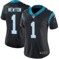 Nike Carolina Panthers #1 Cam Newton Black Team Color Women's Stitched NFL Vapor Untouchable Limited Jersey