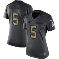 Nike Carolina Panthers #5 Teddy Bridgewater Black Women's Stitched NFL Limited 2016 Salute to Service Jersey