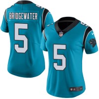 Nike Carolina Panthers #5 Teddy Bridgewater Blue Women's Stitched NFL Limited Rush Jersey