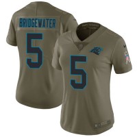 Nike Carolina Panthers #5 Teddy Bridgewater Olive Women's Stitched NFL Limited 2017 Salute To Service Jersey