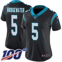 Nike Carolina Panthers #5 Teddy Bridgewater Black Team Color Women's Stitched NFL 100th Season Vapor Untouchable Limited Jersey